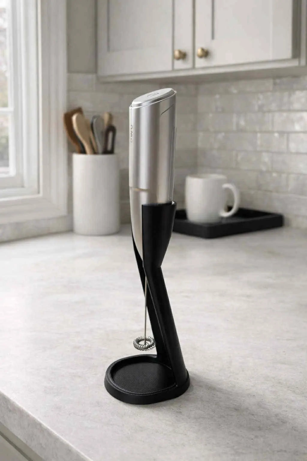 Milk Frother Stand with Removable Drip Tray