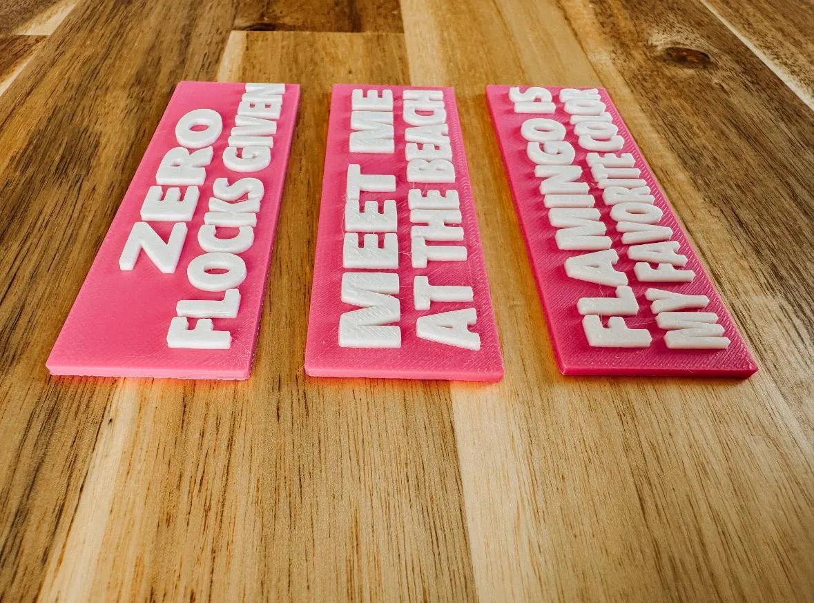 Flamingo Desk Pet with Signs