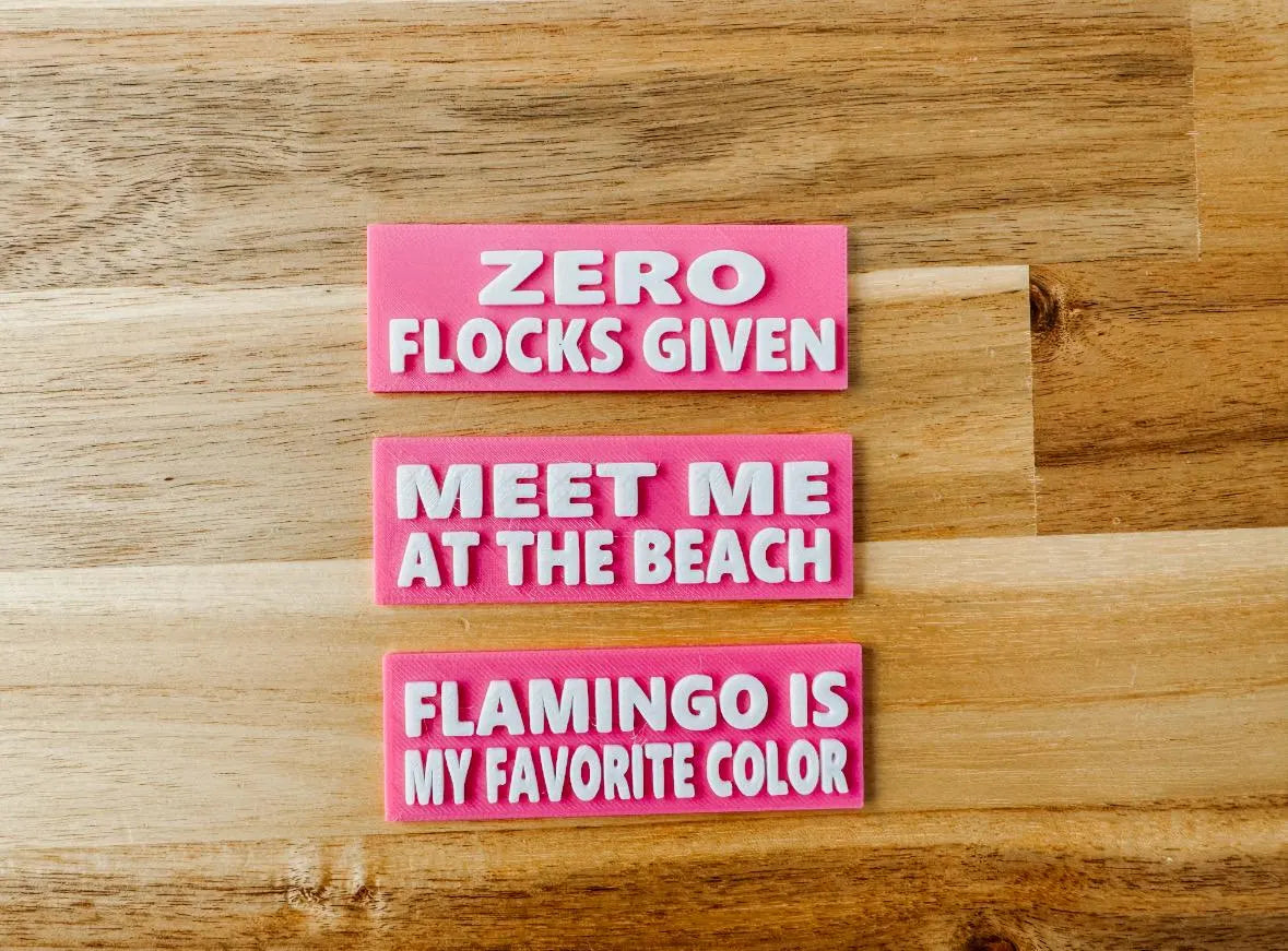 Flamingo Desk Pet with Signs