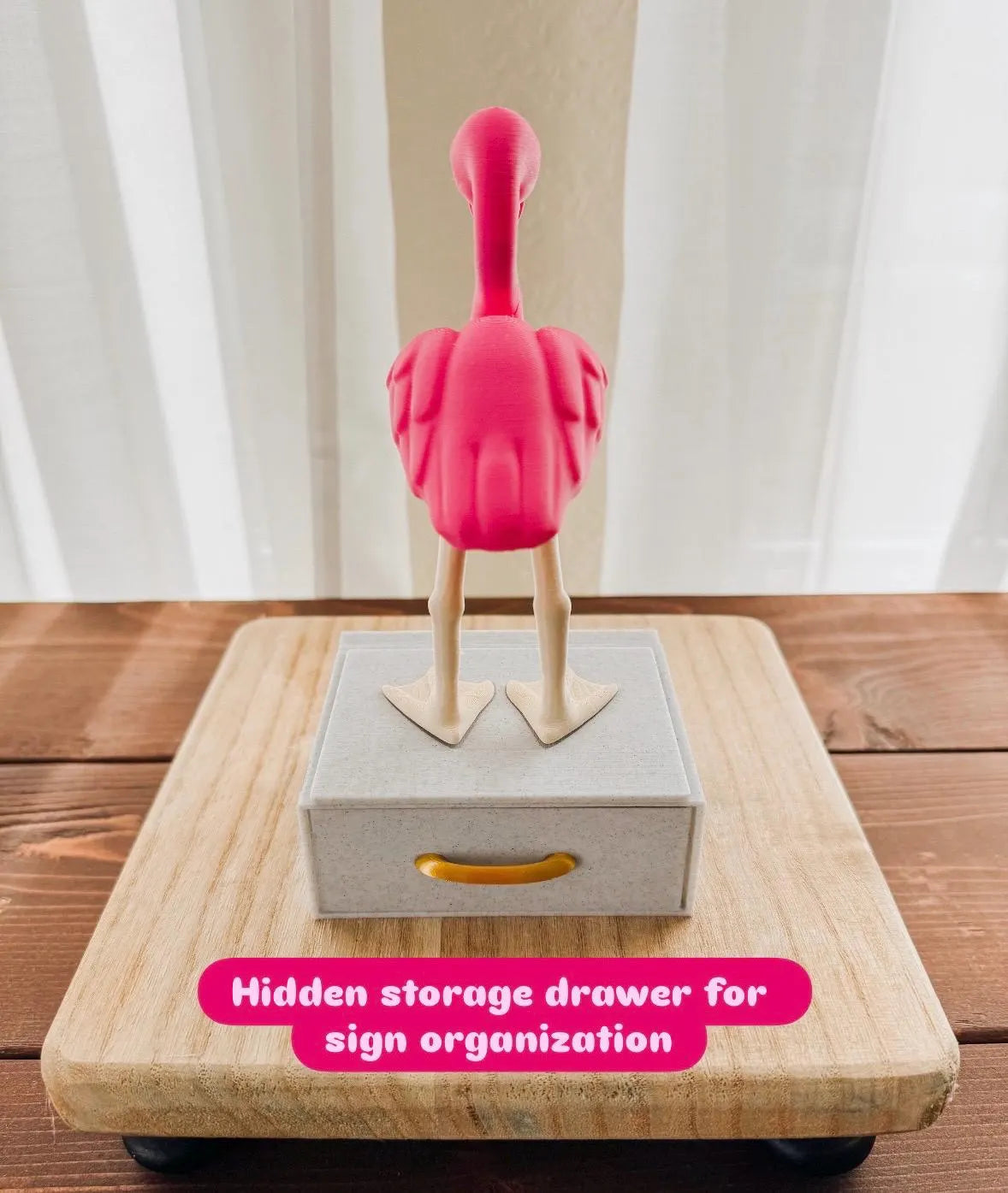Flamingo Desk Pet with Signs