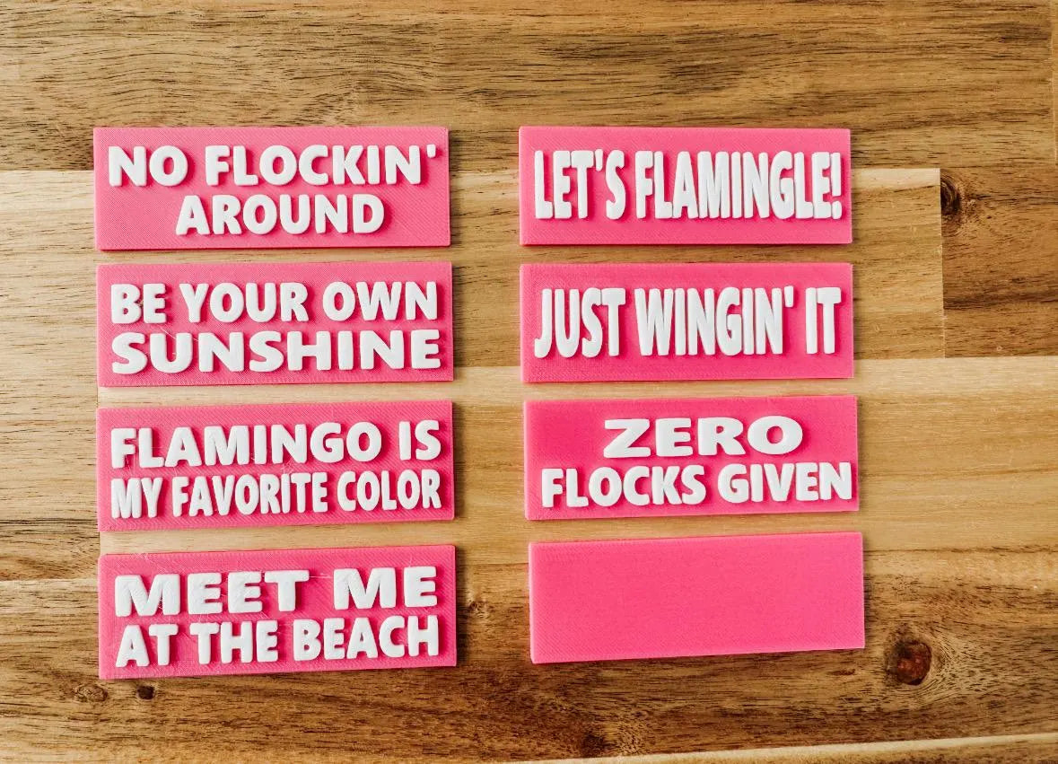 Flamingo Desk Pet with Signs