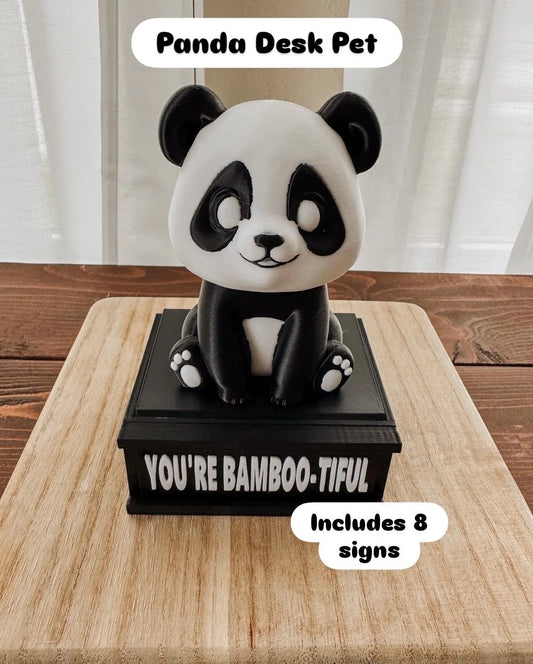 Panda Desk Pet with Signs